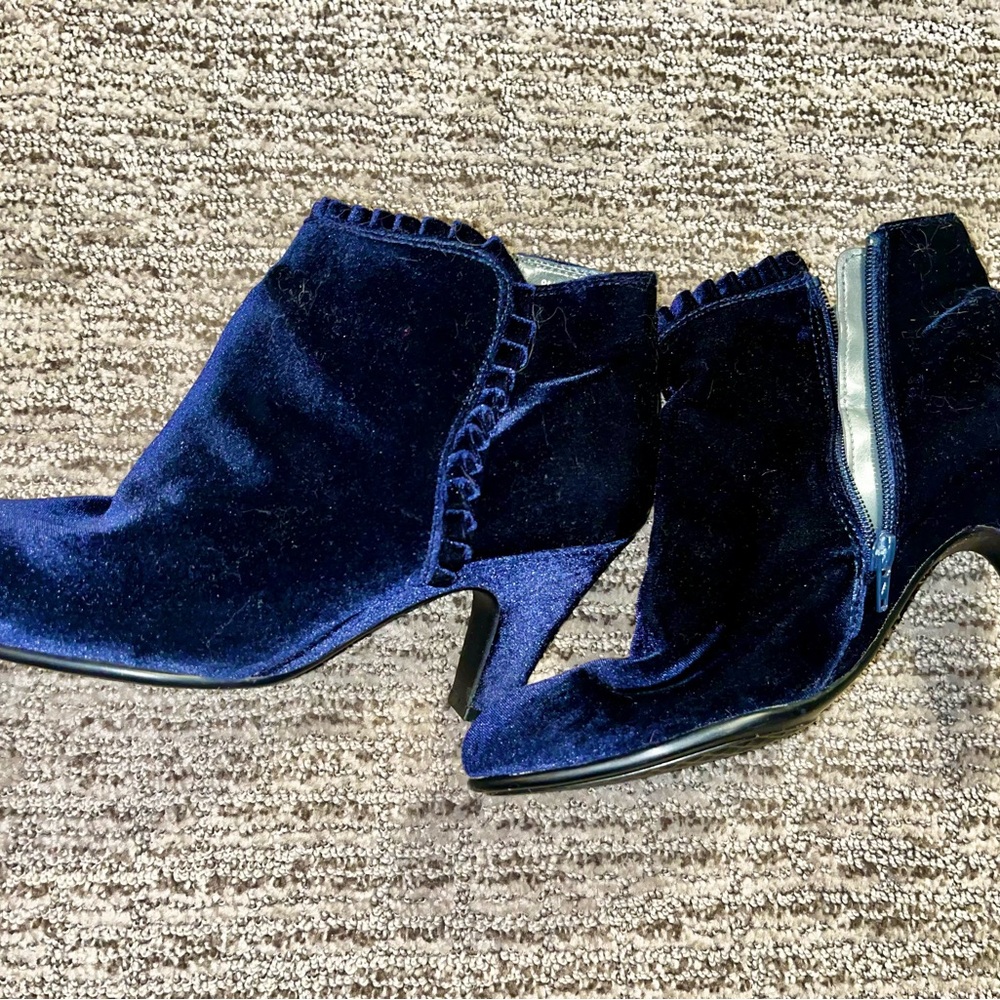 Unique Blue Velvet Ankle Booties - Picture 6 of 6